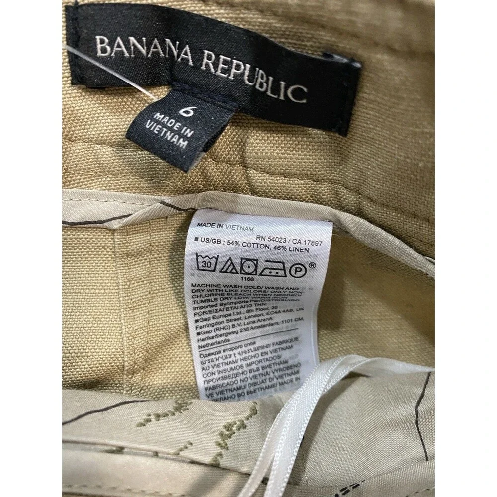Banana Republic Explorer Culottes Pant Womens 6 Long Cargo Wide Leg Cotton Linen